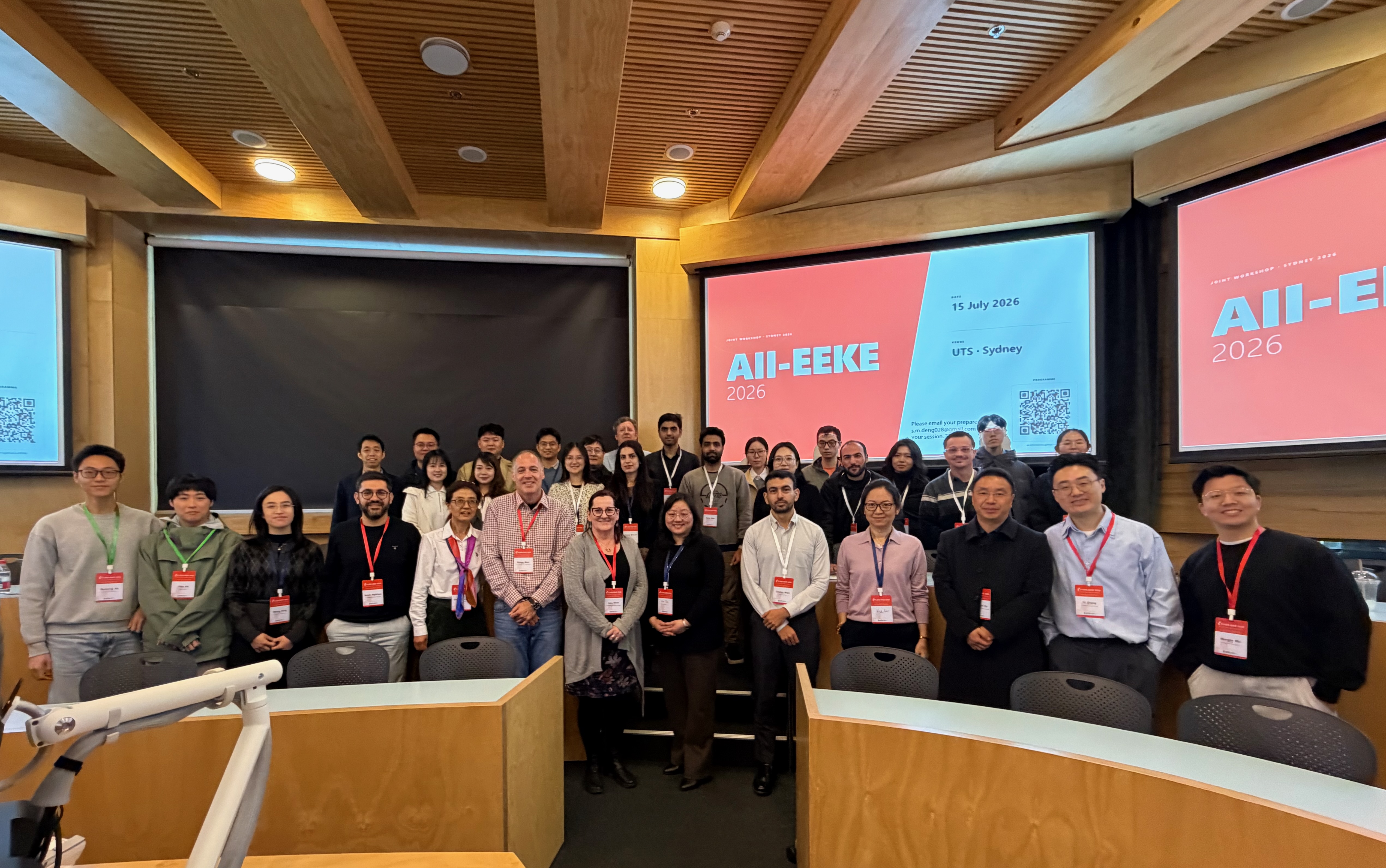 AII-EEKE 2026 participants group photo in the lecture theatre at UTS